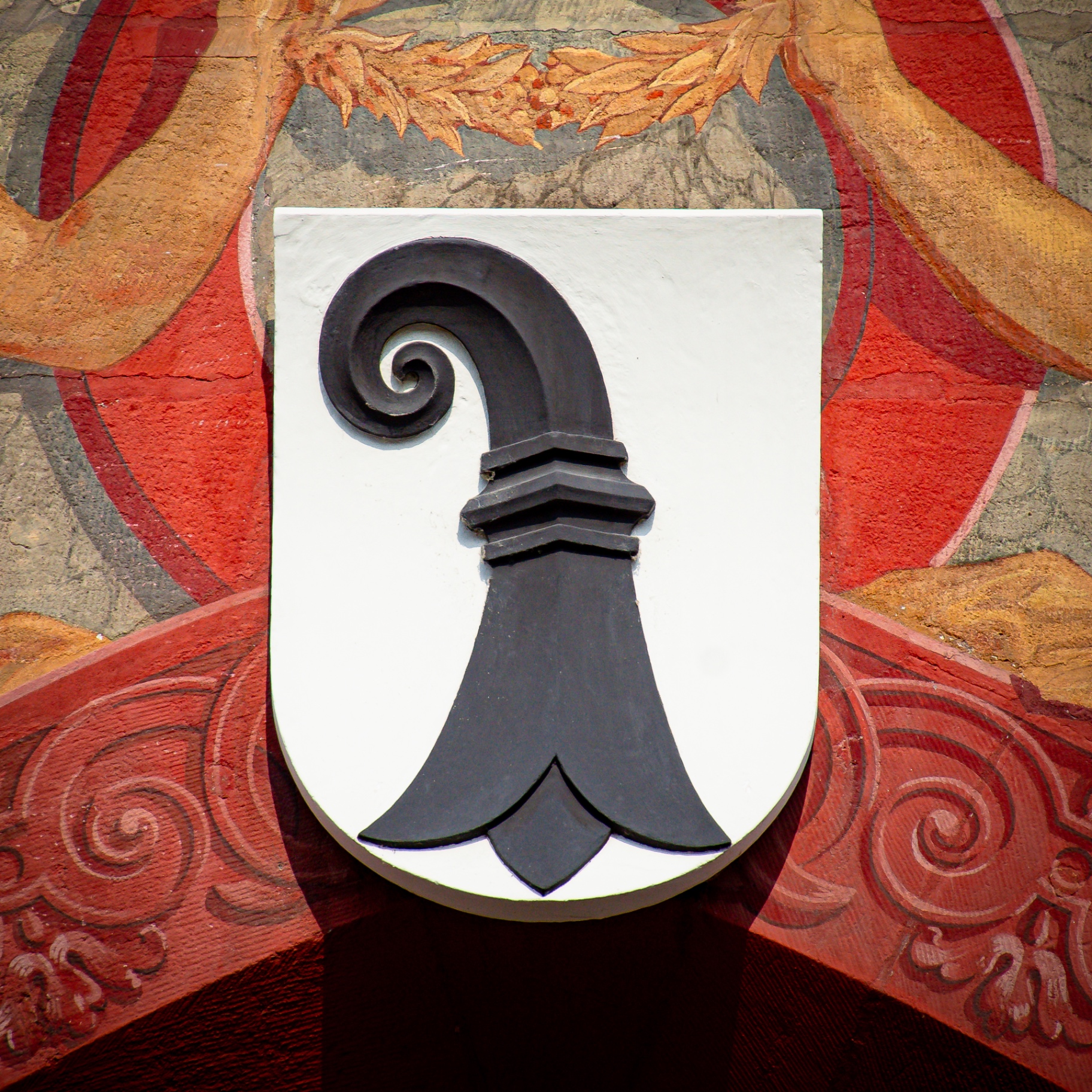 Basel auf Holz - Wappen Baselstab