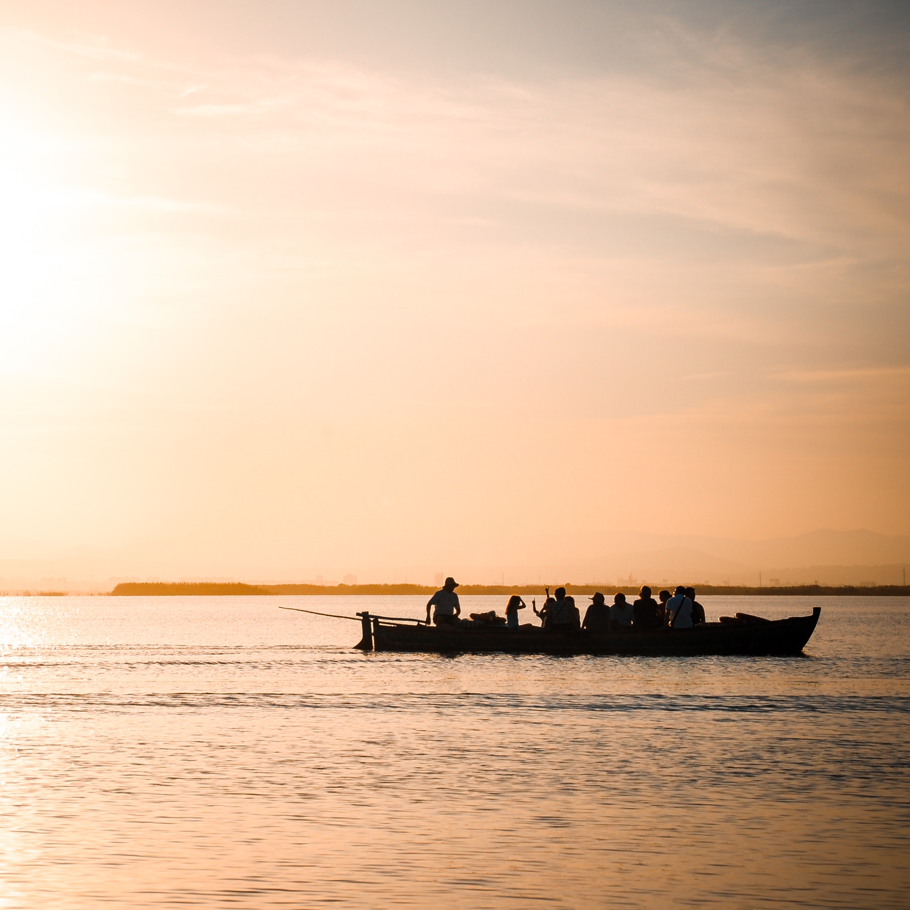 Valencia auf Holz - Albufera Sonnenuntergang