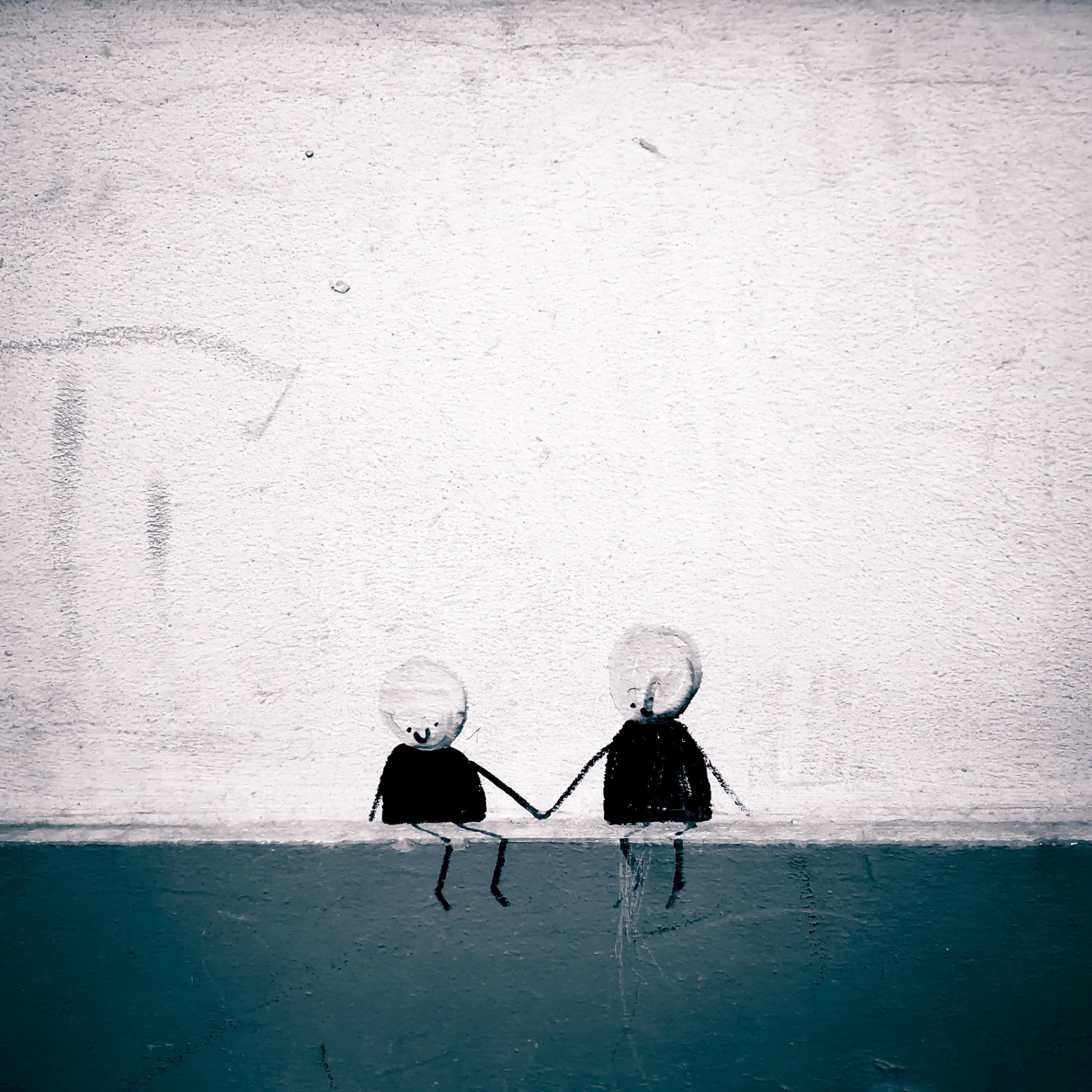 Streetart auf Holz - Zwei Freunde