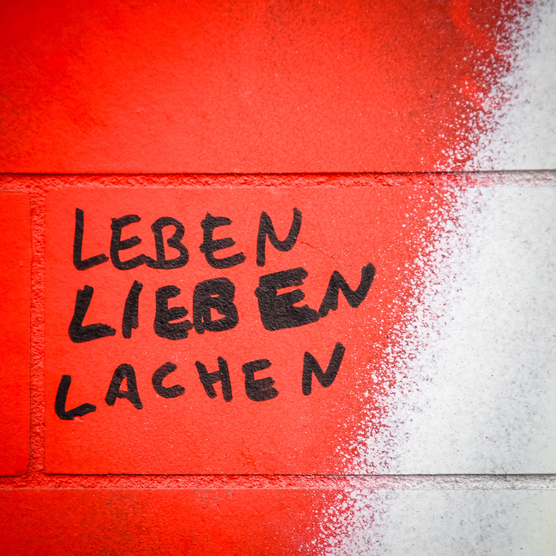 Streetart auf Holz - Leben Lieben Lachen