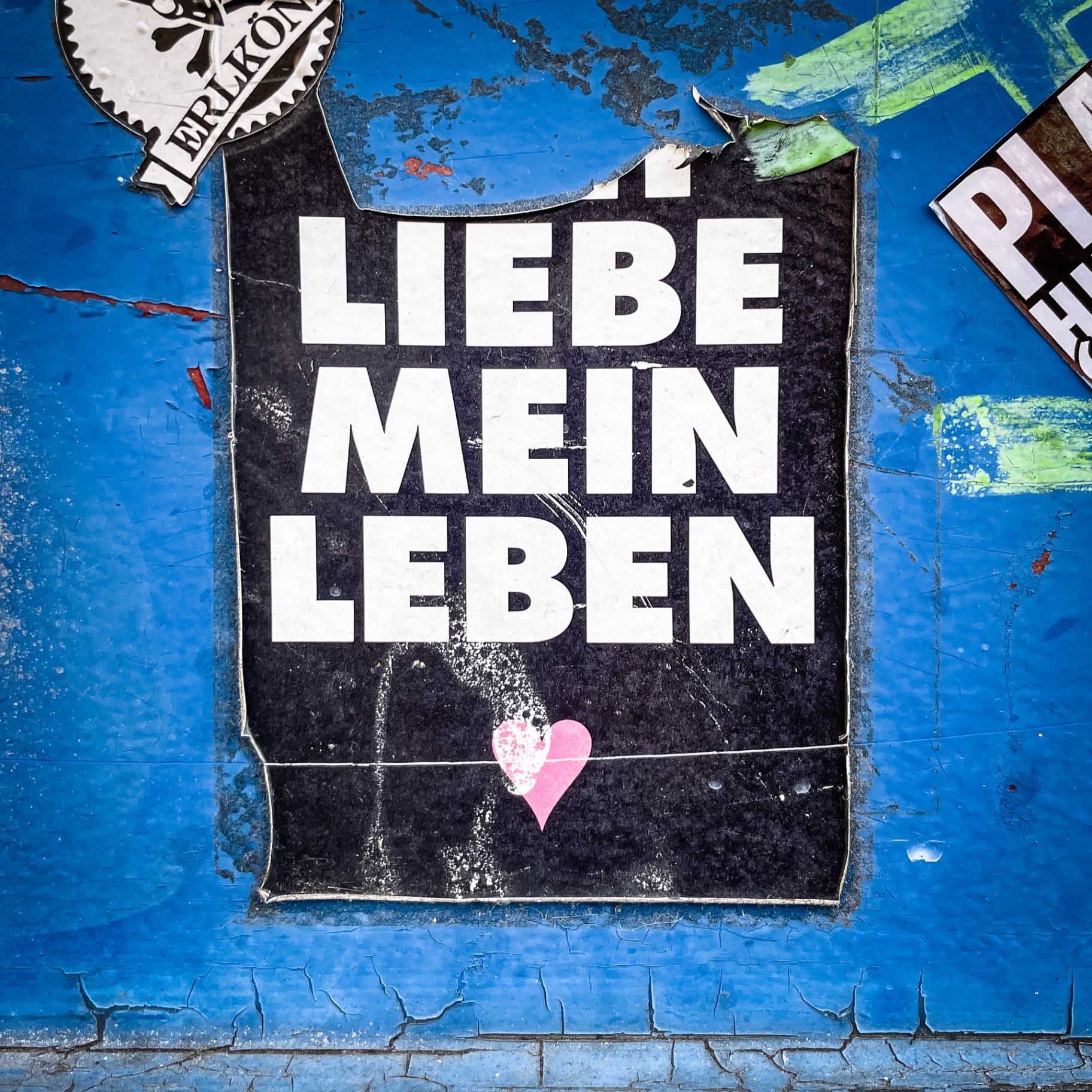 Streetart auf Holz - Liebe mein Leben