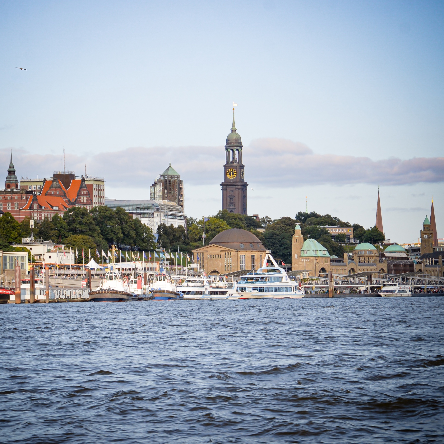 Hamburg auf Holz - Landungsbrücken & Michel Panorama
