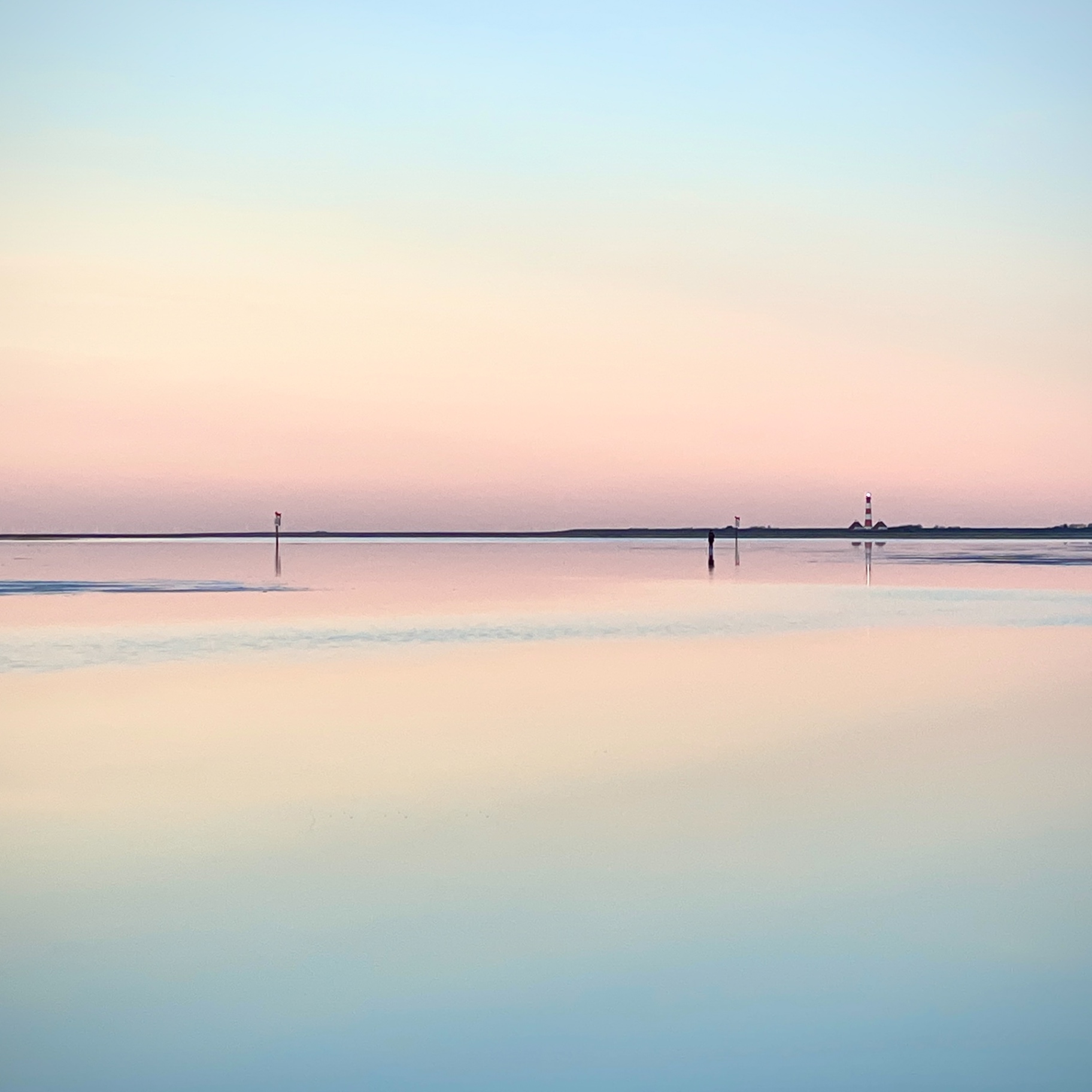 St. Peter-Ording auf Holz - Leuchtturm Westerhever in Pastell