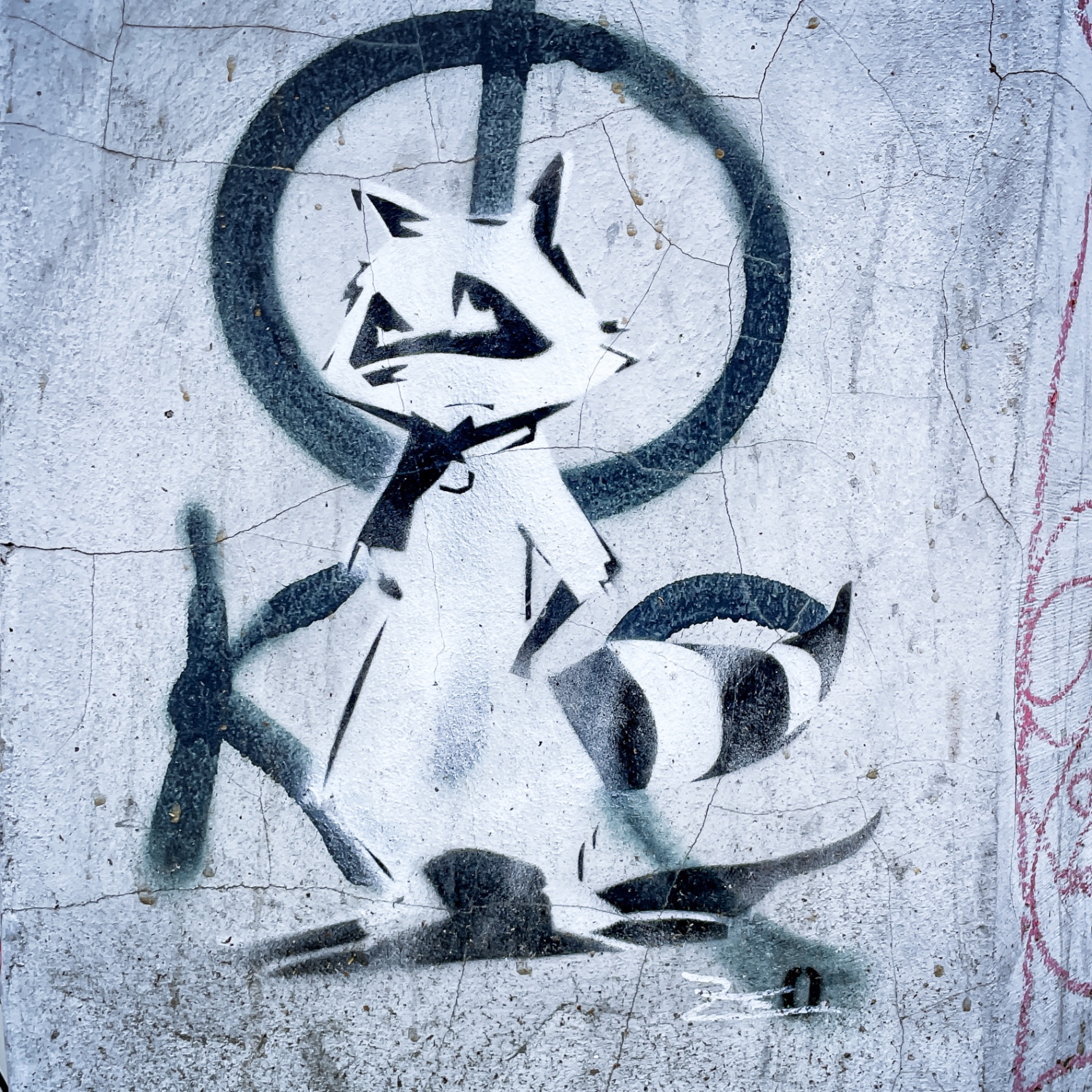 Streetart auf Holz - Peace Waschbär